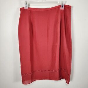 Vintage‎ Y2K C'est City Coral Red Pink Pencil Beaded Skirt NWT